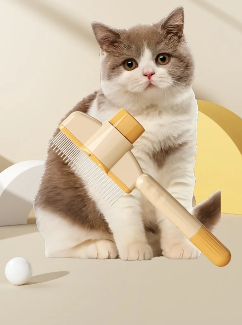 Peine para Mascotas Auto-Limpiante de Doble Longitud